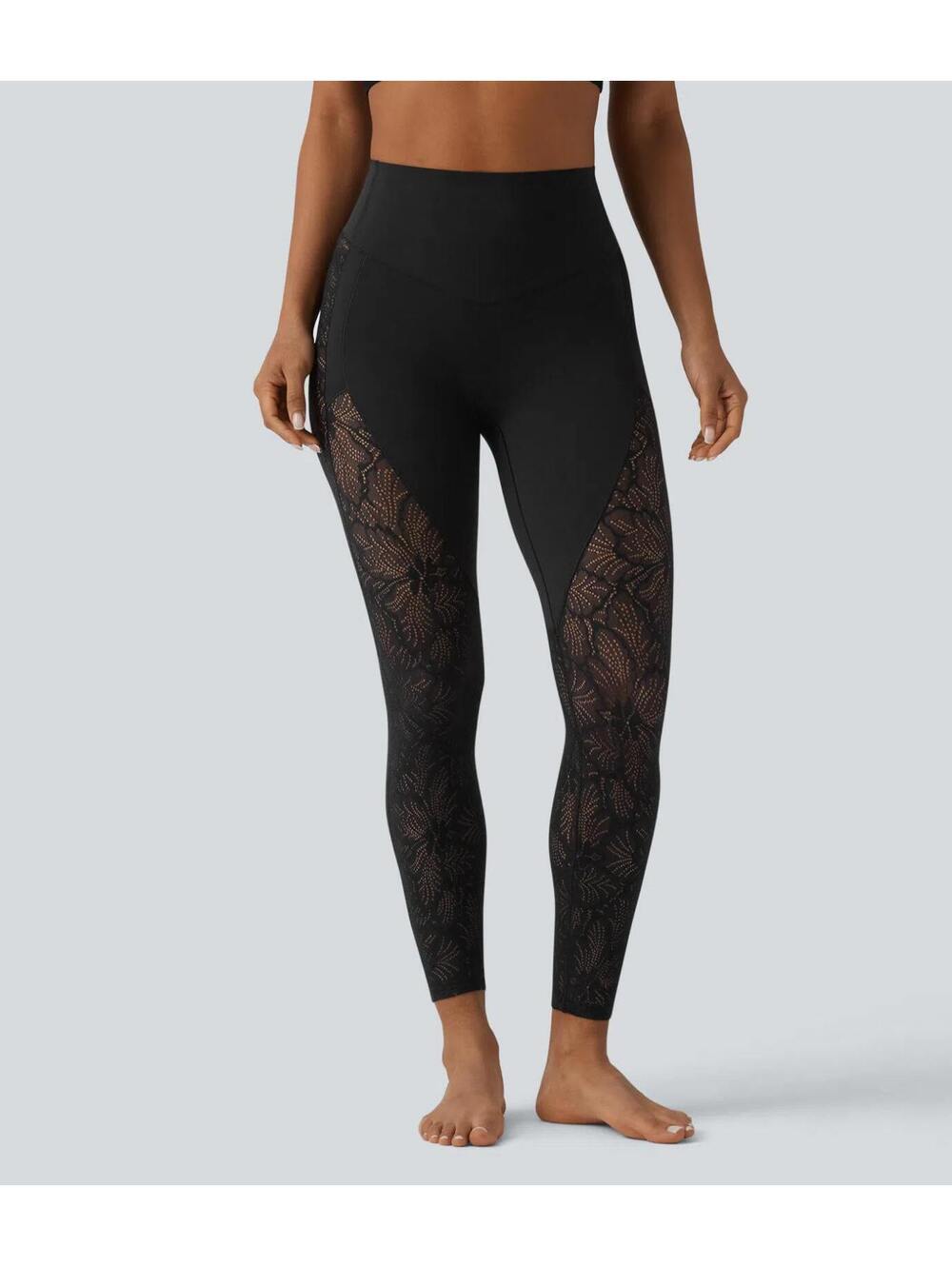 Halara UltraSculpt High Waisted Contrast Lace 7/8 Leggings with Pocket Size M